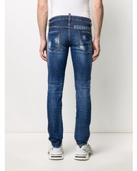 dunkelblaue enge Jeans mit Destroyed-Effekten von DSQUARED2