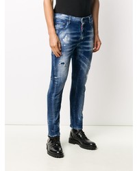 dunkelblaue enge Jeans mit Destroyed-Effekten von DSQUARED2