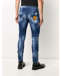 dunkelblaue enge Jeans mit Destroyed-Effekten von DSQUARED2