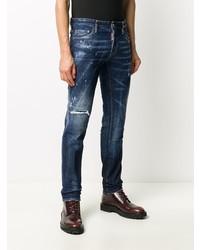 dunkelblaue enge Jeans mit Destroyed-Effekten von DSQUARED2