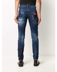 dunkelblaue enge Jeans mit Destroyed-Effekten von DSQUARED2