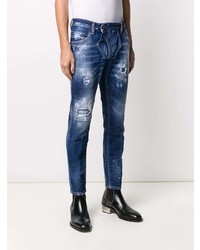 dunkelblaue enge Jeans mit Destroyed-Effekten von DSQUARED2