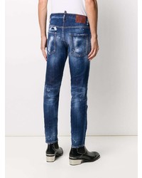 dunkelblaue enge Jeans mit Destroyed-Effekten von DSQUARED2