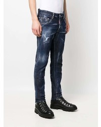 dunkelblaue enge Jeans mit Destroyed-Effekten von DSQUARED2