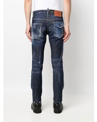 dunkelblaue enge Jeans mit Destroyed-Effekten von DSQUARED2