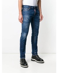 dunkelblaue enge Jeans mit Destroyed-Effekten von DSQUARED2