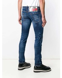 dunkelblaue enge Jeans mit Destroyed-Effekten von DSQUARED2