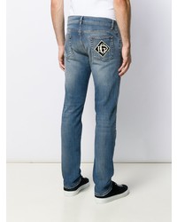 dunkelblaue enge Jeans mit Destroyed-Effekten von Dolce & Gabbana