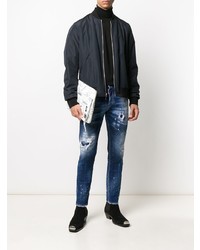 dunkelblaue enge Jeans mit Destroyed-Effekten von DSQUARED2