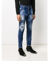 dunkelblaue enge Jeans mit Destroyed-Effekten von DSQUARED2