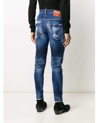 dunkelblaue enge Jeans mit Destroyed-Effekten von DSQUARED2