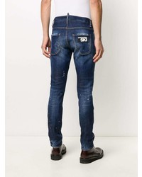 dunkelblaue enge Jeans mit Destroyed-Effekten von DSQUARED2