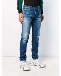 dunkelblaue enge Jeans mit Destroyed-Effekten von DSQUARED2