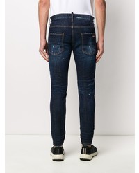 dunkelblaue enge Jeans mit Destroyed-Effekten von DSQUARED2