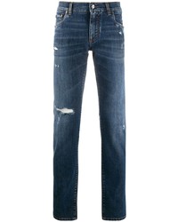 dunkelblaue enge Jeans mit Destroyed-Effekten von Dolce & Gabbana
