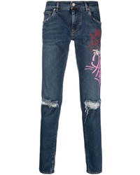 dunkelblaue enge Jeans mit Destroyed-Effekten von Dolce & Gabbana