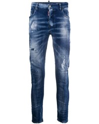 dunkelblaue enge Jeans mit Destroyed-Effekten von DSQUARED2