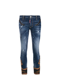 dunkelblaue enge Jeans mit Destroyed-Effekten von Dsquared2
