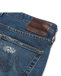 dunkelblaue enge Jeans mit Destroyed-Effekten von AG Jeans