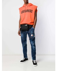 dunkelblaue enge Jeans mit Destroyed-Effekten von DSQUARED2