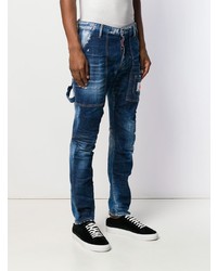 dunkelblaue enge Jeans mit Destroyed-Effekten von DSQUARED2