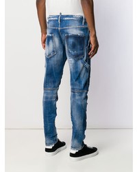 dunkelblaue enge Jeans mit Destroyed-Effekten von DSQUARED2