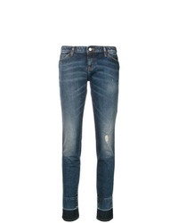 dunkelblaue enge Jeans mit Destroyed-Effekten von Emporio Armani