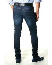 dunkelblaue enge Jeans mit Destroyed-Effekten von EX-PENT