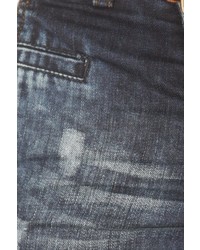 dunkelblaue enge Jeans mit Destroyed-Effekten von EX-PENT