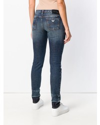 dunkelblaue enge Jeans mit Destroyed-Effekten von Emporio Armani