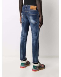 dunkelblaue enge Jeans mit Destroyed-Effekten von DSQUARED2