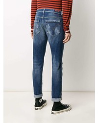 dunkelblaue enge Jeans mit Destroyed-Effekten von Dondup