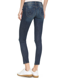dunkelblaue enge Jeans mit Destroyed-Effekten von Siwy