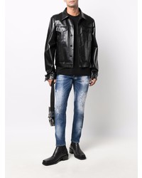 dunkelblaue enge Jeans mit Destroyed-Effekten von Philipp Plein