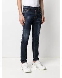 dunkelblaue enge Jeans mit Destroyed-Effekten von DSQUARED2