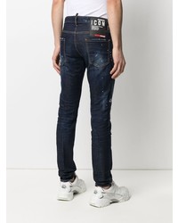 dunkelblaue enge Jeans mit Destroyed-Effekten von DSQUARED2