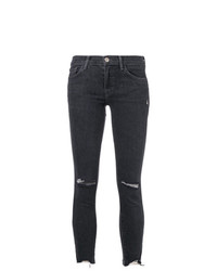 dunkelblaue enge Jeans mit Destroyed-Effekten von J Brand