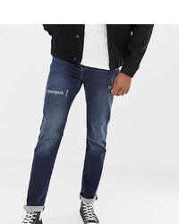 dunkelblaue enge Jeans mit Destroyed-Effekten von Jacamo