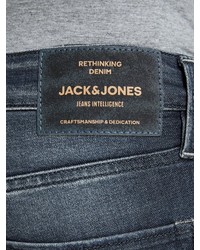 dunkelblaue enge Jeans mit Destroyed-Effekten von Jack & Jones