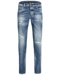 dunkelblaue enge Jeans mit Destroyed-Effekten von Jack & Jones