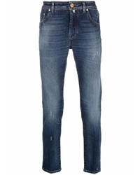 dunkelblaue enge Jeans mit Destroyed-Effekten von Jacob Cohen