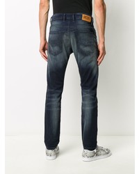 dunkelblaue enge Jeans mit Destroyed-Effekten von Diesel