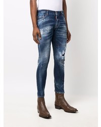 dunkelblaue enge Jeans mit Destroyed-Effekten von DSQUARED2