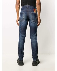 dunkelblaue enge Jeans mit Destroyed-Effekten von DSQUARED2