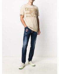 dunkelblaue enge Jeans mit Destroyed-Effekten von DSQUARED2