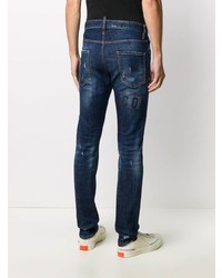 dunkelblaue enge Jeans mit Destroyed-Effekten von DSQUARED2