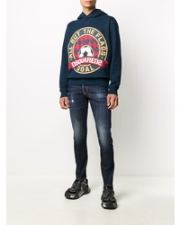 dunkelblaue enge Jeans mit Destroyed-Effekten von DSQUARED2