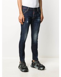 dunkelblaue enge Jeans mit Destroyed-Effekten von DSQUARED2