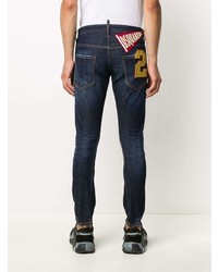 dunkelblaue enge Jeans mit Destroyed-Effekten von DSQUARED2