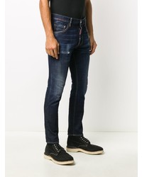 dunkelblaue enge Jeans mit Destroyed-Effekten von DSQUARED2